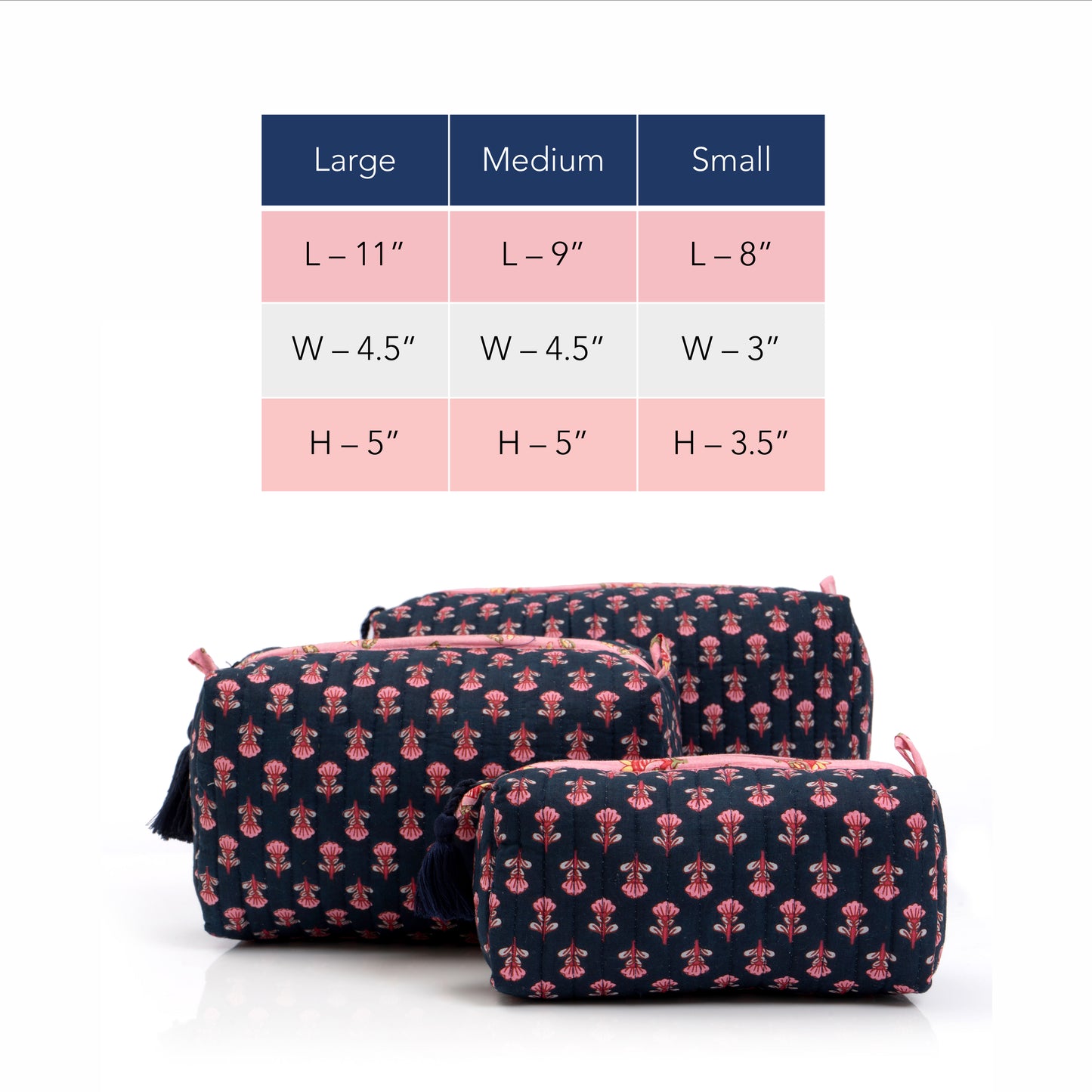 Navy Blossom Travel Pouch